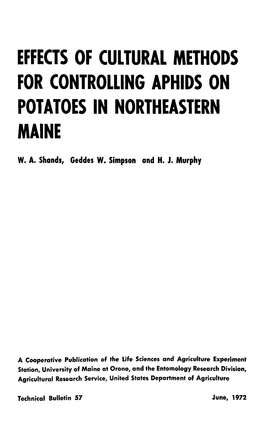 Effects of Cultural Methods for Controlling Aphids on Potatoes in Northeastern Maine