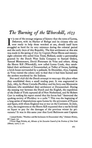 The Burning of the Whorekill, 1673