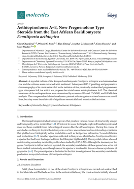 Aethiopinolones A–E, New Pregnenolone Type Steroids from the East African Basidiomycete Fomitiporia Aethiopica