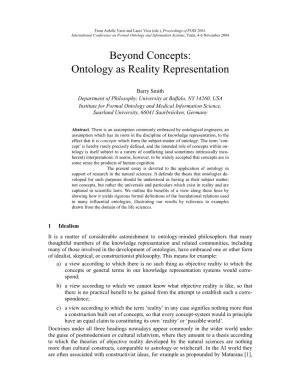 Beyond Concepts: Ontology As Reality Representation