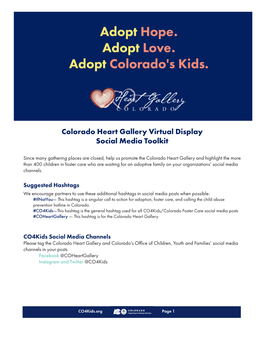 Colorado Heart Gallery Virtual Display Social Media Toolkit