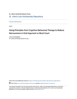 Using Principles from Cognitive Behavioral Therapy to Reduce Nervousness in Oral Argument Or Moot Court