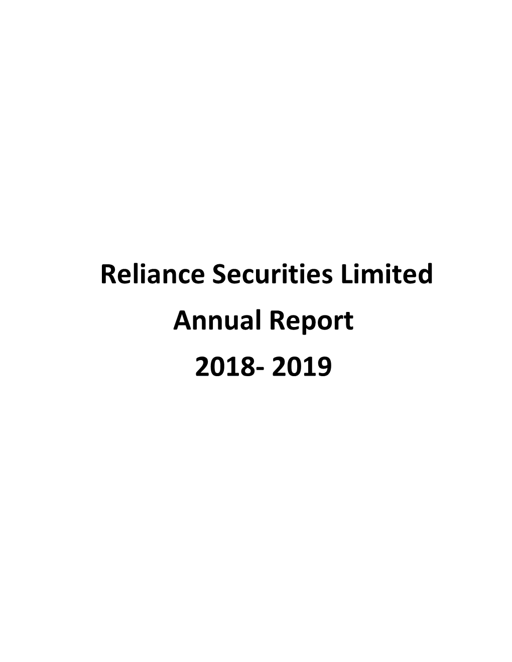Reliance Securities Limited Annual Report 2018- 2019