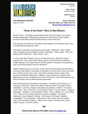 Army of the Dead” Films in New Mexico