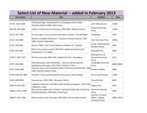 Select List of New Material -- Added in February 2013 Call Number Title Publisher Date