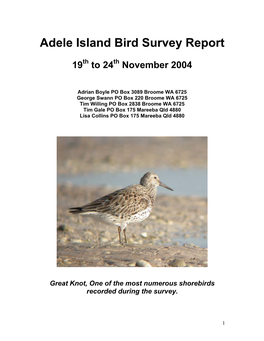 Adele Island Bird Survey Report