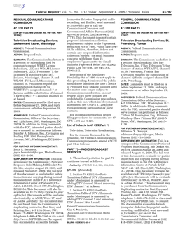 Federal Register/Vol. 74, No. 171/Friday, September 4, 2009