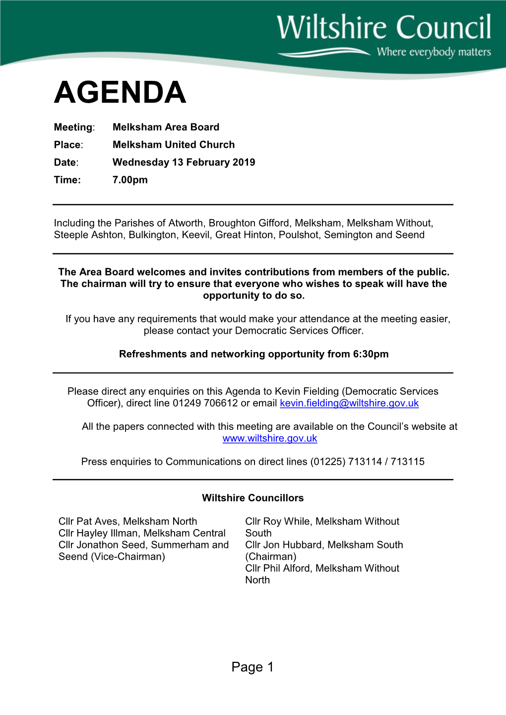 (Public Pack)Agenda Document for Melksham Area