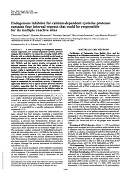 Endogenous Inhibitor for Calcium-Dependent Cysteine