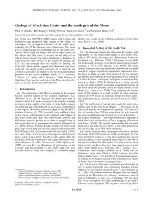 Geology of Shackleton Crater and the South Pole of the Moon Paul D