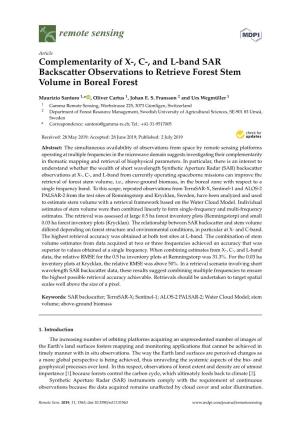 Complementarity of X-, C-, and L-Band SAR Backscatter Observations to Retrieve Forest Stem Volume in Boreal Forest