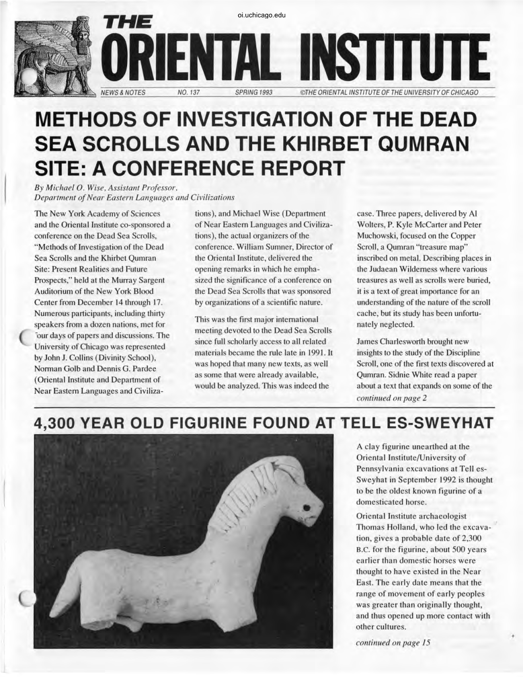METHODS of INVESTIGATION .OF the DEAD SEA SCROLLS and the KHIRBET QUMRAN SITE: a CONFERENCE REPORT by Michael O