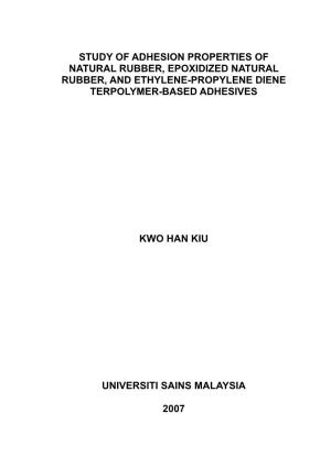 And Epoxidized Natural Rubber (ENR) Were Much Discussed in This Thesis