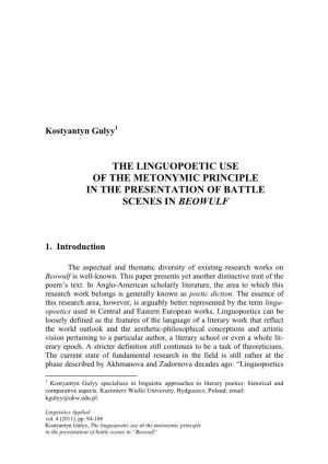 The Use of Metonymic Principles in Presentation of Battle Scenes In