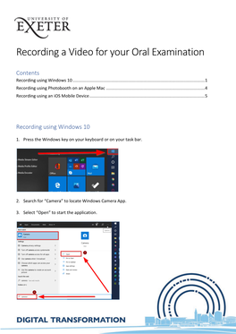 Recording a Video for Your Oral Examination