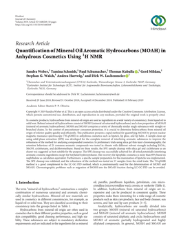 Quantification of Mineral Oil Aromatic Hydrocarbons (MOAH) in Anhydrous Cosmetics Using 1H NMR