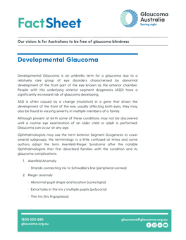 Developmental Glaucoma