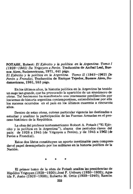 POTASH, Robert: El Ejército Y La Pofftica En La Argentina. Tomó 1 (1928-1945) De Yrigoyen a Perón