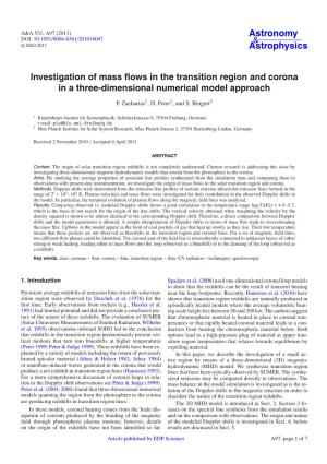 Investigation of Mass Flows in the Transition Region and Corona in a Three-Dimensional Numerical Model Approach