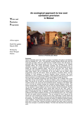 An Ecological Approach to Low Cost Sanitation Provision in Malawi
