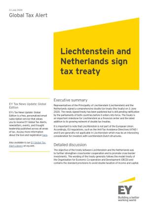 Liechtenstein and Netherlands Sign Tax Treaty