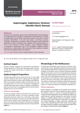 Supererogate, Sophomore, Stricture: Infantile Pyloric Stenosis