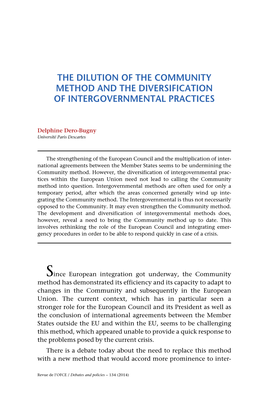 The Dilution of the Community Method and the Diversification of Intergovernmental Practices