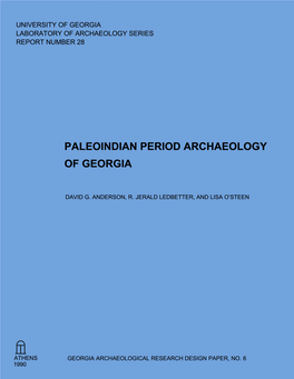 Paleoindian Period Archaeology of Georgia