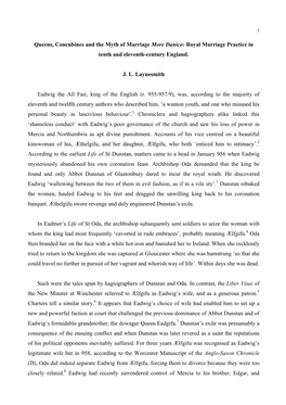 Queens, Concubines and the Myth of Marriage More Danico: Royal Marriage Practice in Tenth and Eleventh-Century England