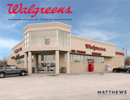 Walgreens 2 Dearborn Heights, Mi Investment Highlights