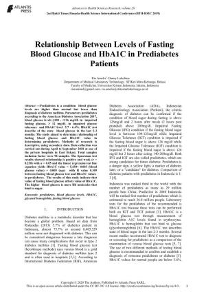Relationship Between Levels of Fasting Blood Glucose and Hba1c in Prediabetes Patients