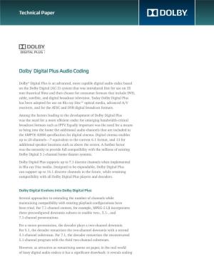 Dolby Digital Plus Audio Coding