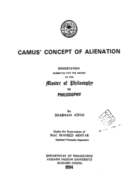 Camus' Concept of Alienation