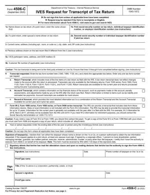 Form 4506-C, IVES Request for Transcript of Tax Return
