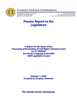 FY 2008-09 Proviso Report