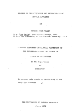 Studies on the Synthesis and Biosynthesis Of