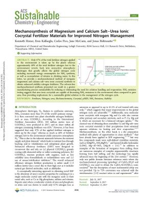 Mechanosynthesis of Magnesium and Calcium Salt?Urea Ionic Cocrystal