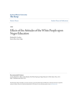 Effects of the Attitudes of the White People Upon Negro Education Elizabeth R