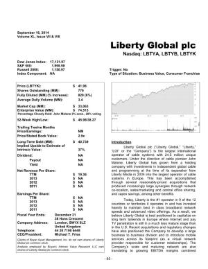 Liberty Global Plc Nasdaq: LBTYA, LBTYB, LBTYK