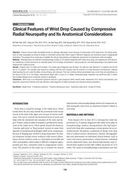 Clinical Features of Wrist Drop Caused by Compressive Radial Neuropathy and Its Anatomical Considerations