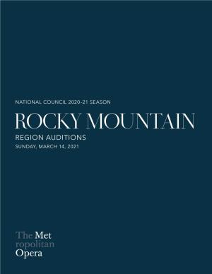 ROCKY MOUNTAIN REGION AUDITIONS SUNDAY, MARCH 14, 2021 the 2020 National Council Finalists Photo: Fay Fox / Met Opera