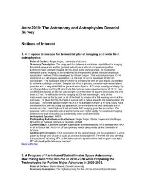 Astro2010: the Astronomy and Astrophysics Decadal Survey