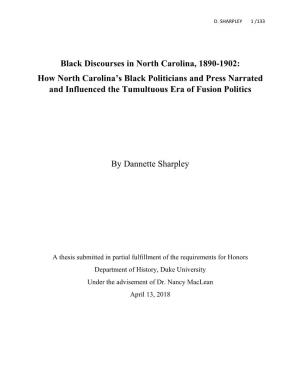 How North Carolina's Black Politicians and Press Narrated and Influenced the Tu