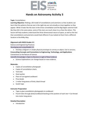 Hands on Astronomy Activity 3