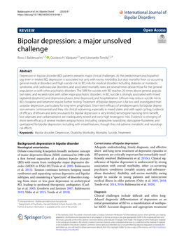 Bipolar Depression: a Major Unsolved Challenge Ross J