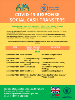 Covid-19 Response Social Cash Transfers