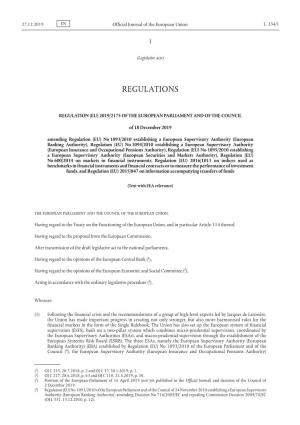 Regulation (Eu) 2019/2175 of the European Parliament and of the Council
