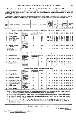 The Belfast Gazette, October 10, 1930. 1195
