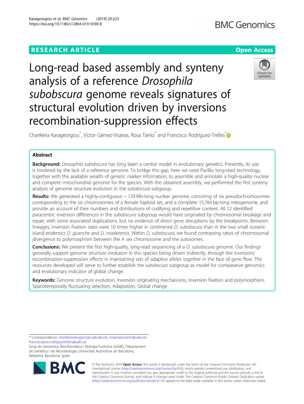 Long-Read Based Assembly and Synteny Analysis of a Reference