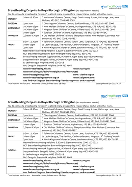 Breastfeeding Drop-Ins in Royal Borough of Kingston(N